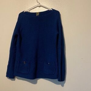 Anne Klein blue pocket long sleeve sweater size small